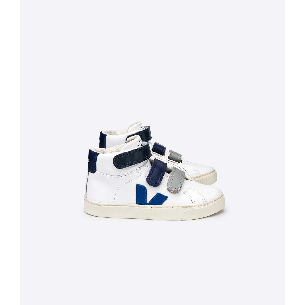 Veja ESPLAR MID LEATHER Høye Barn White/Blue | NO 683YXF